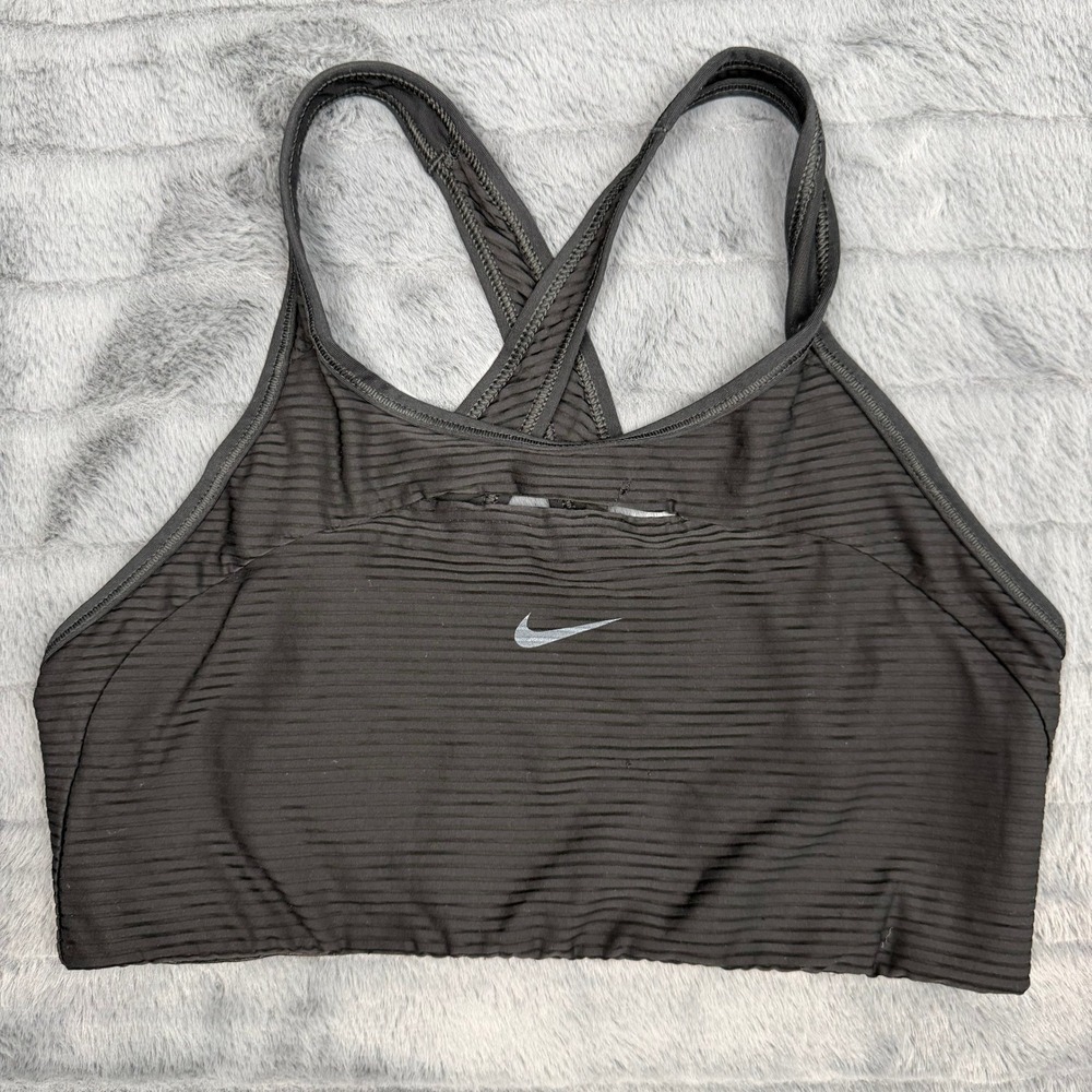 Nike Ultrabreathe Sports Bra Black Ribbed Medium Support CJ0733-010 Womens M